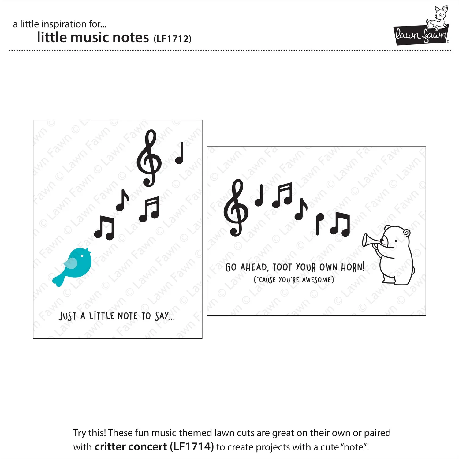 Lawn Fawn Lawn Cuts Little Music Notes Stanzschablonen Noten
