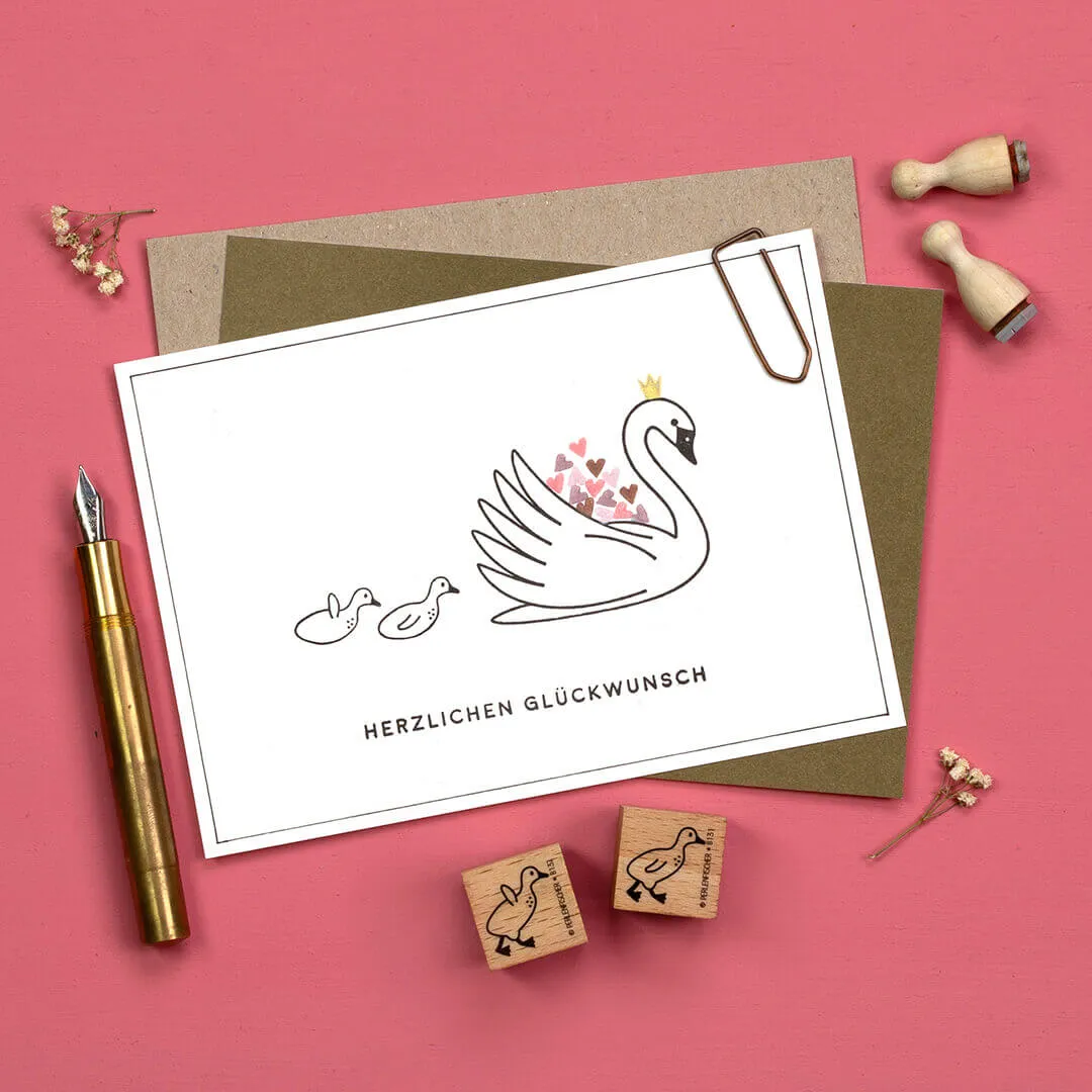 Perlenfischer Schwan Stempel 49x41 mm Holz