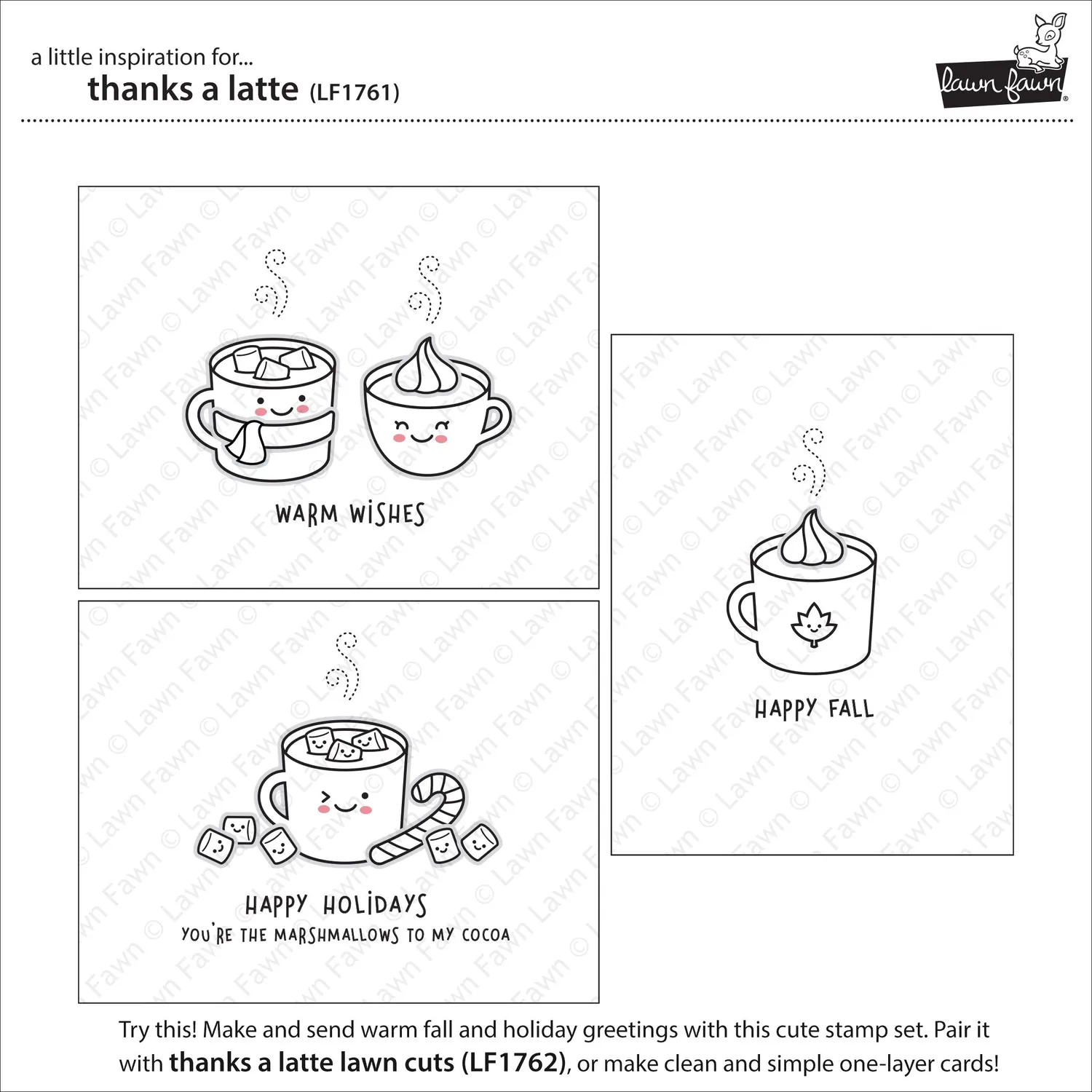 Lawn Fawn Thanks a Latte Stempelset Kaffee LF1761