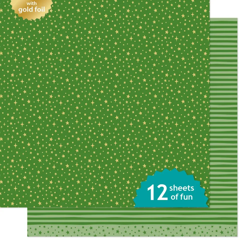 Lawn Fawn All the Sparkles Jade Designpapier Goldfolie