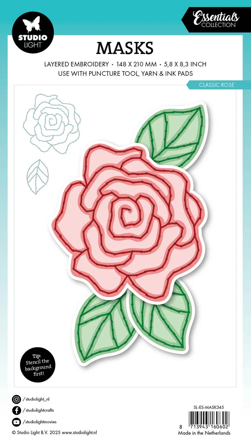 Studio Light Essentials Mask Classic Rose Stickerei A5