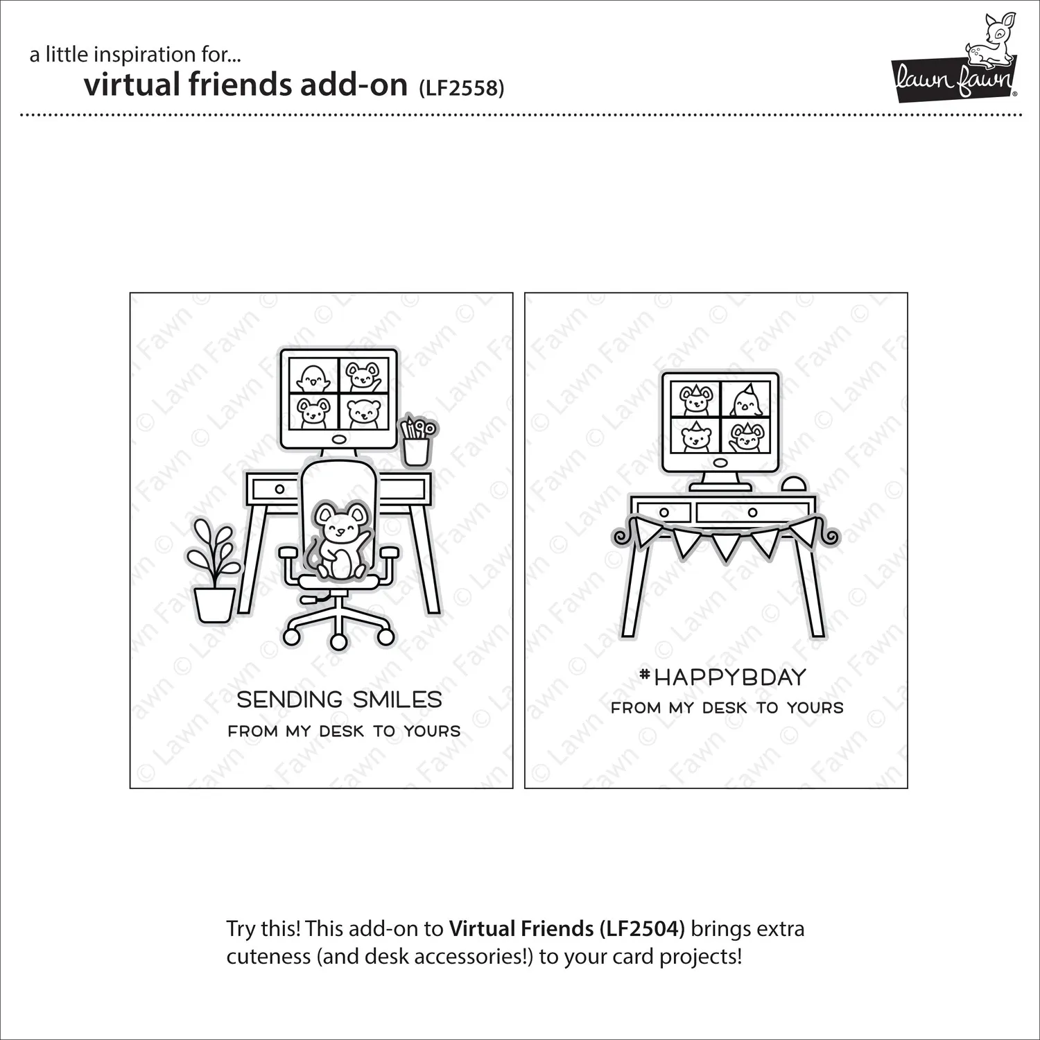 Lawn Fawn Virtual Friends Add-On Stempelset Büro