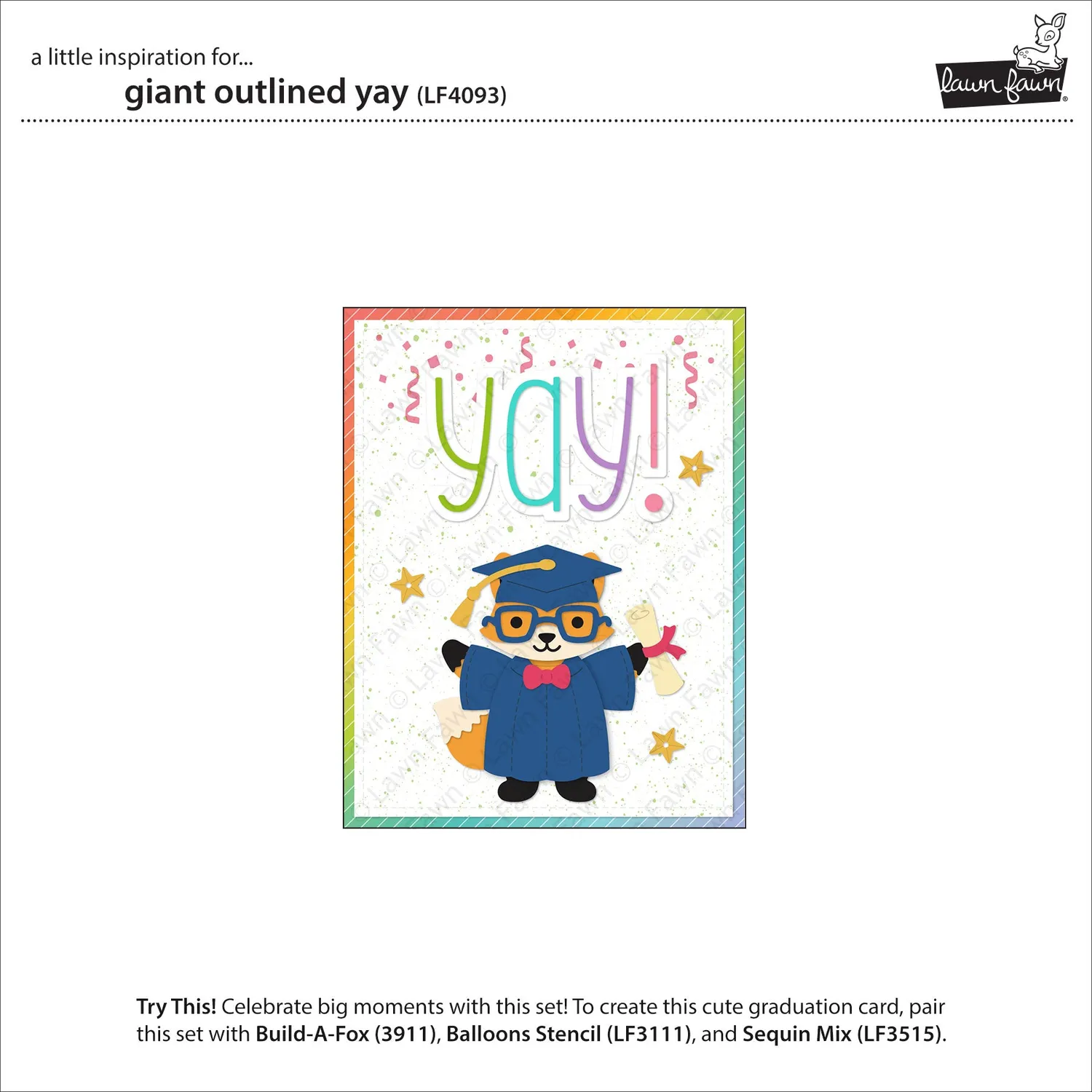 Lawn Fawn Giant Outlined Yay LF4093 Stanzen Schriftzug