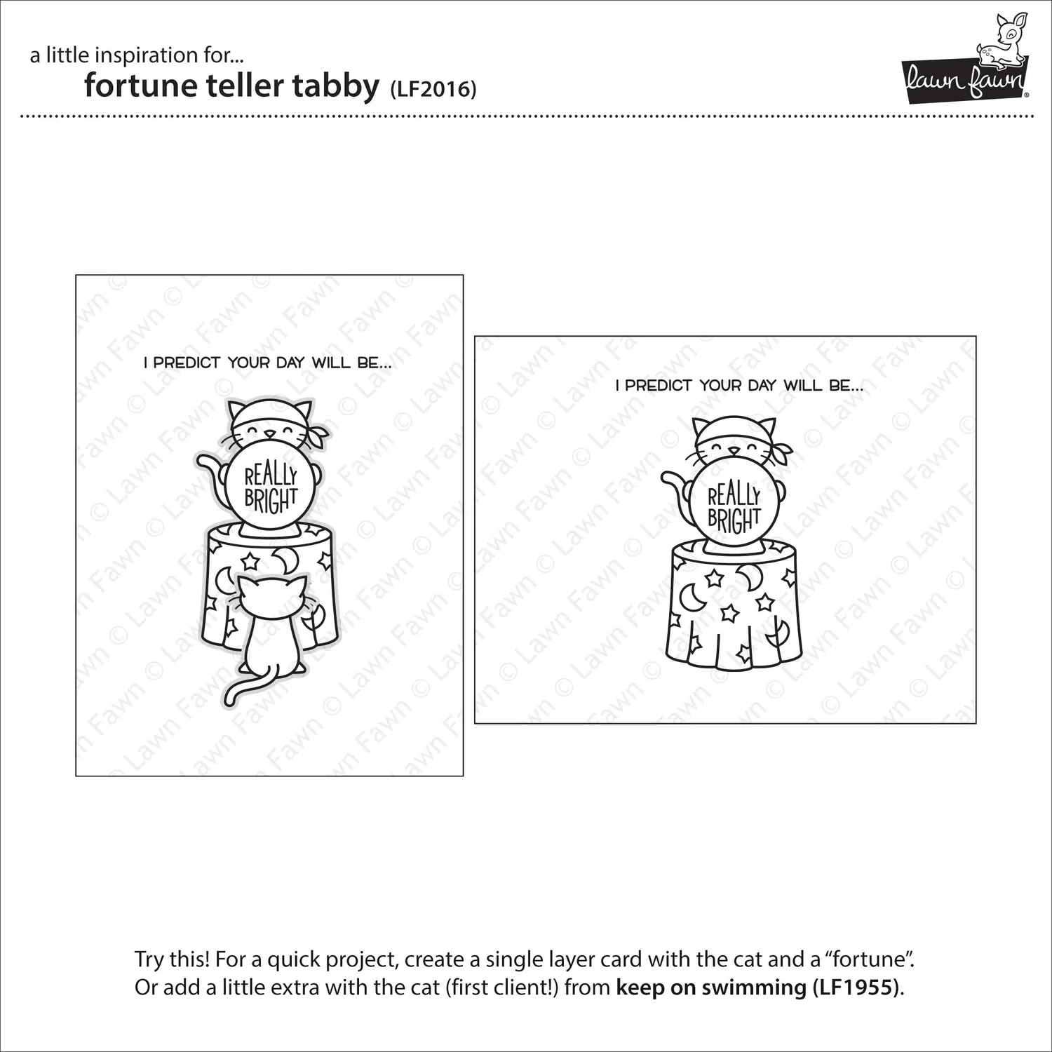 Lawn Fawn Fortune Teller Tabby Clear Stamps Katze