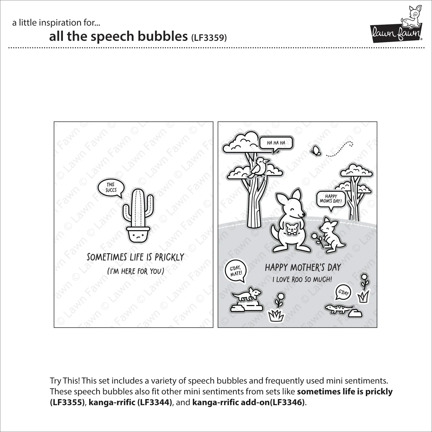 Lawn Fawn All the Speech Bubbles Stempel Mini-Sprüche