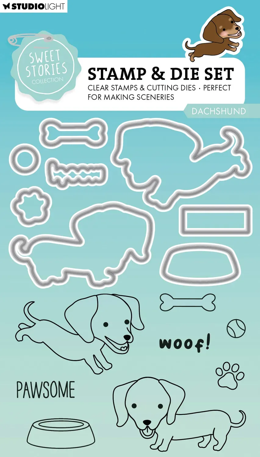 StudioLight Sweet Stories Dachshund Stempel Stanze Dackel Set