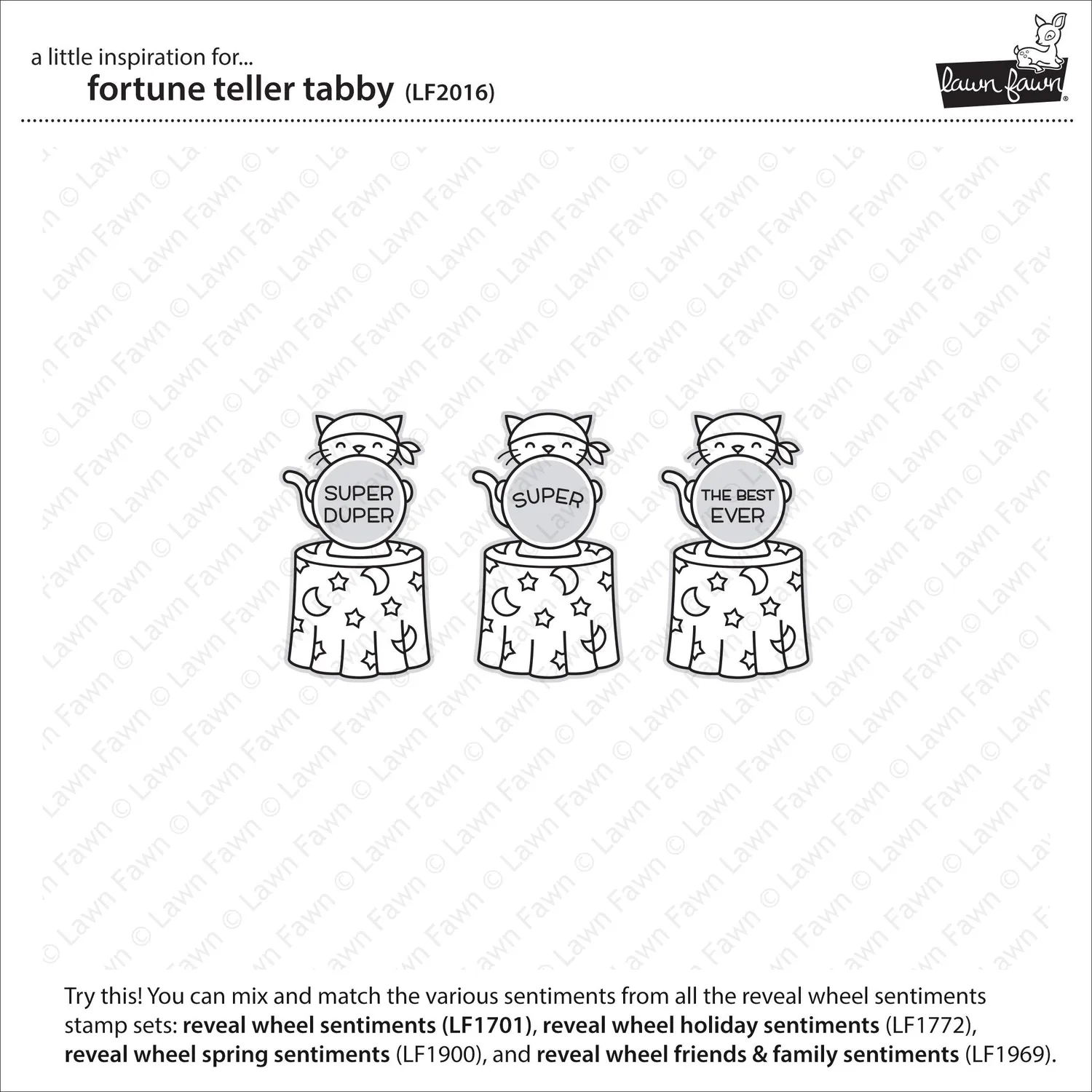 Lawn Fawn Fortune Teller Tabby Clear Stamps Katze