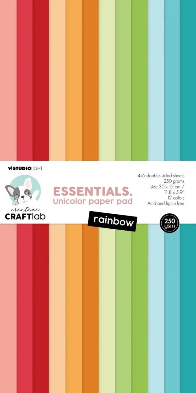 Creative Craftlab Essentials Papierblock Unicolor Rainbow
