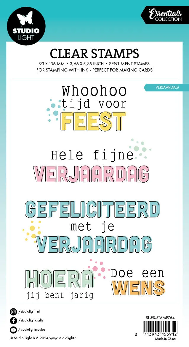 StudioLight Essentials Clear Stempel Verjaardag Teksten