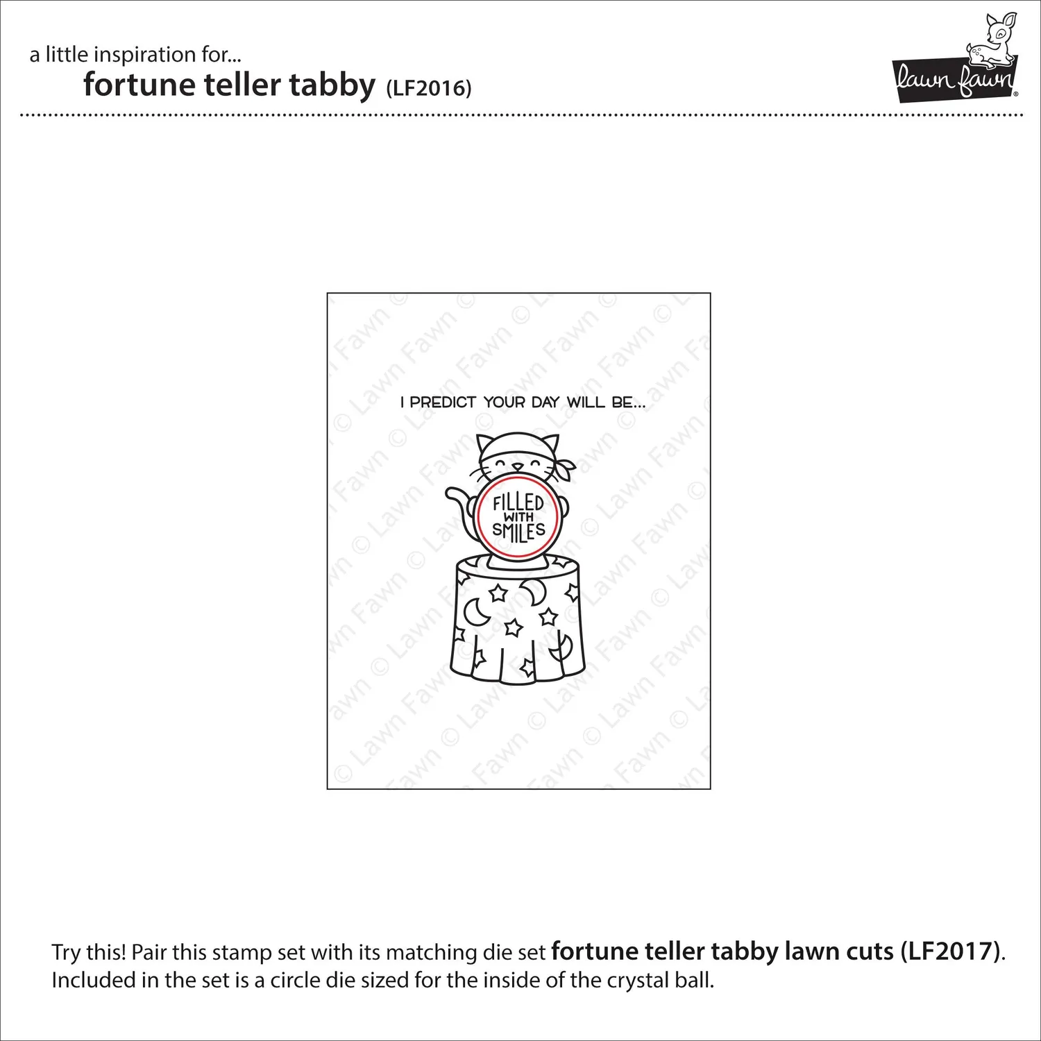 Lawn Fawn Fortune Teller Tabby Clear Stamps Katze