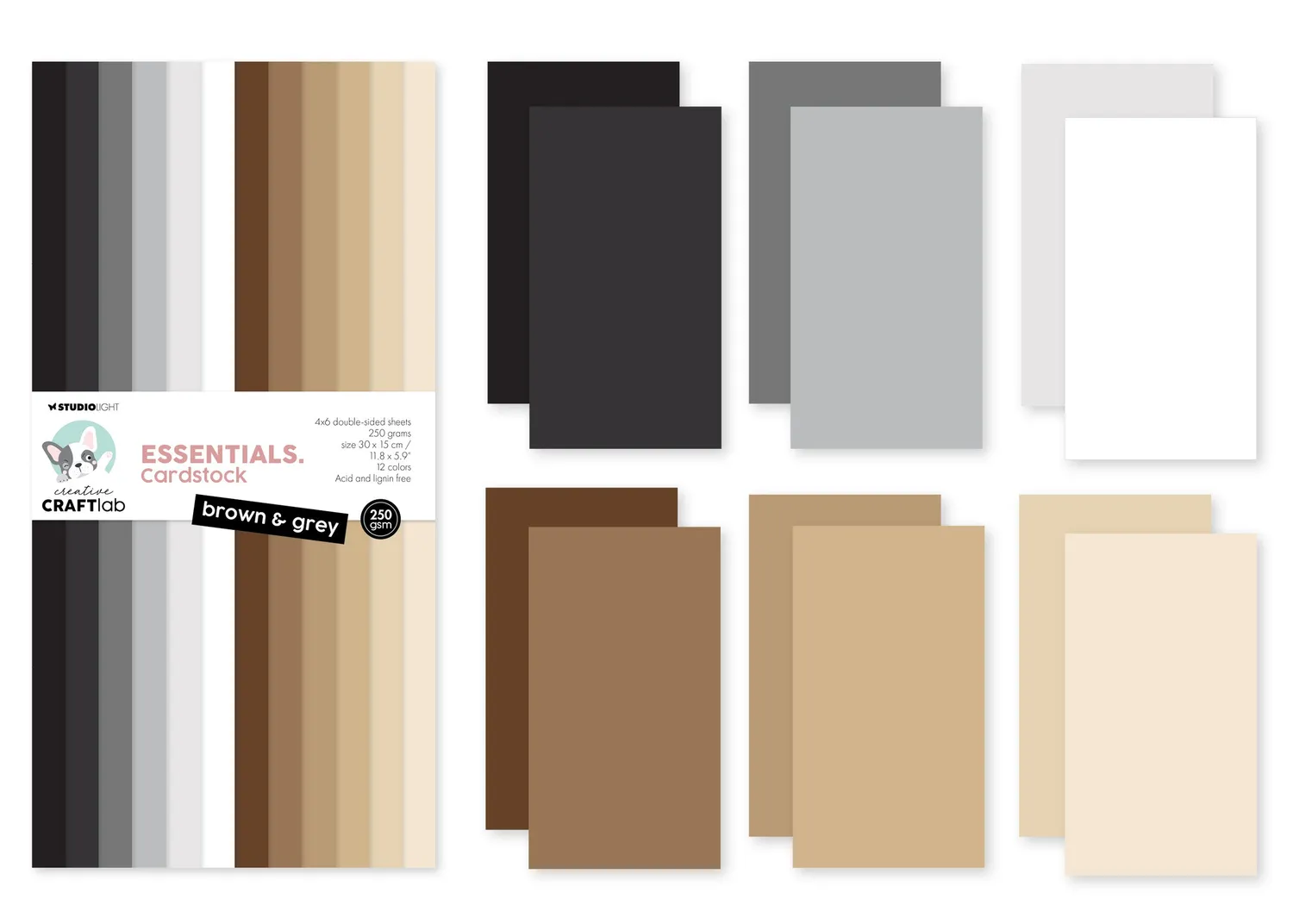 StudioLight Creative Craftlab Essentials Unicolor Papierblock Braun Grau
