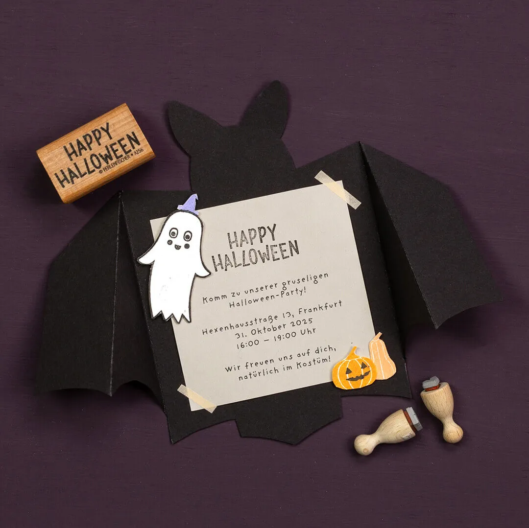 Perlenfischer Happy Halloween Stempel Schriftzug