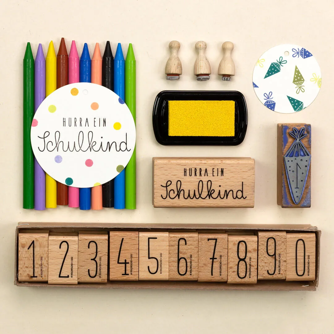 Perlenfischer Hurra ein Schulkind Stempel 24x67 mm