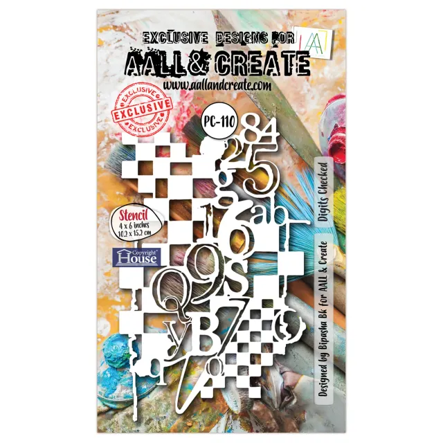 AALL and Create PC-110 Digits Checked Schablone 10x15 cm