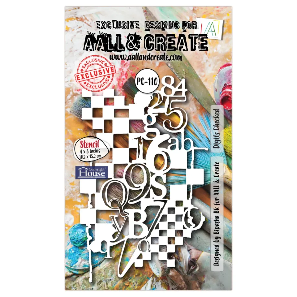 AALL and Create PC-110 Digits Checked Schablone 10x15 cm