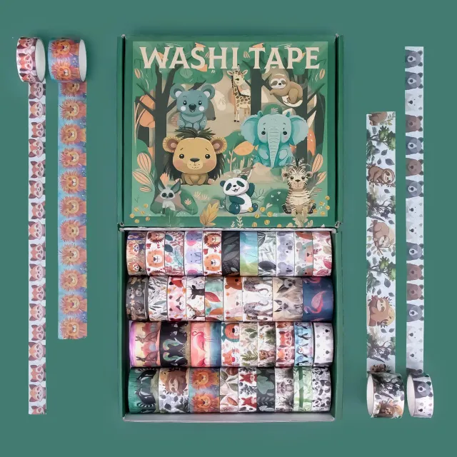 Ieebee Safari Animal Washi Tape Set 38 Rollen Tiermotive