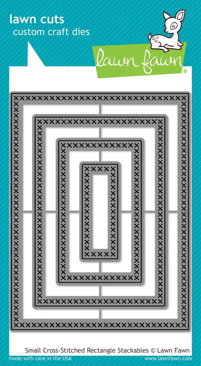 Lawn Fawn Small Cross-Stitched Rectangle Stanzschablonen 4er