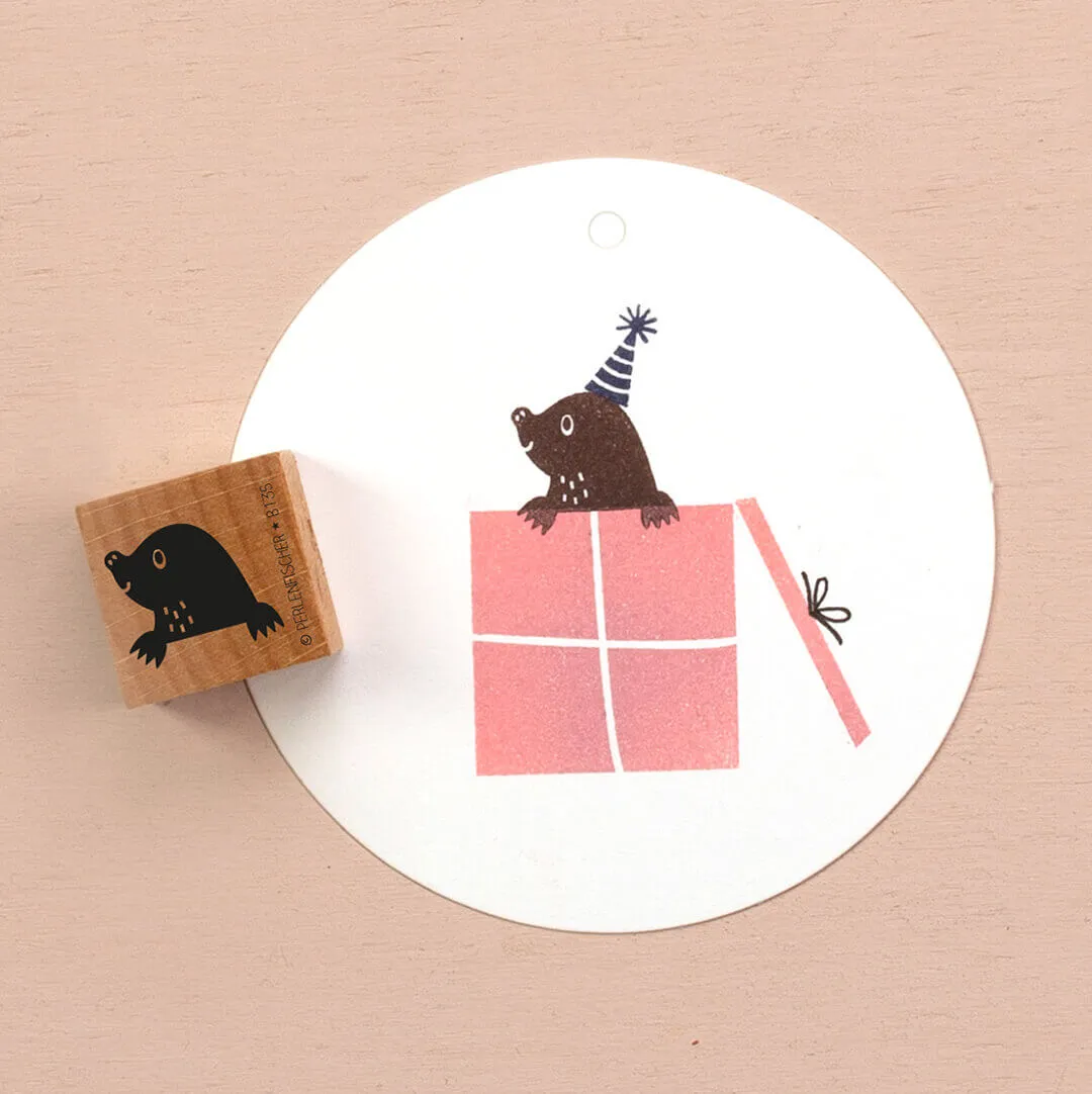 Perlenfischer Maulwurfbaby Stempel 16x13 mm Holz
