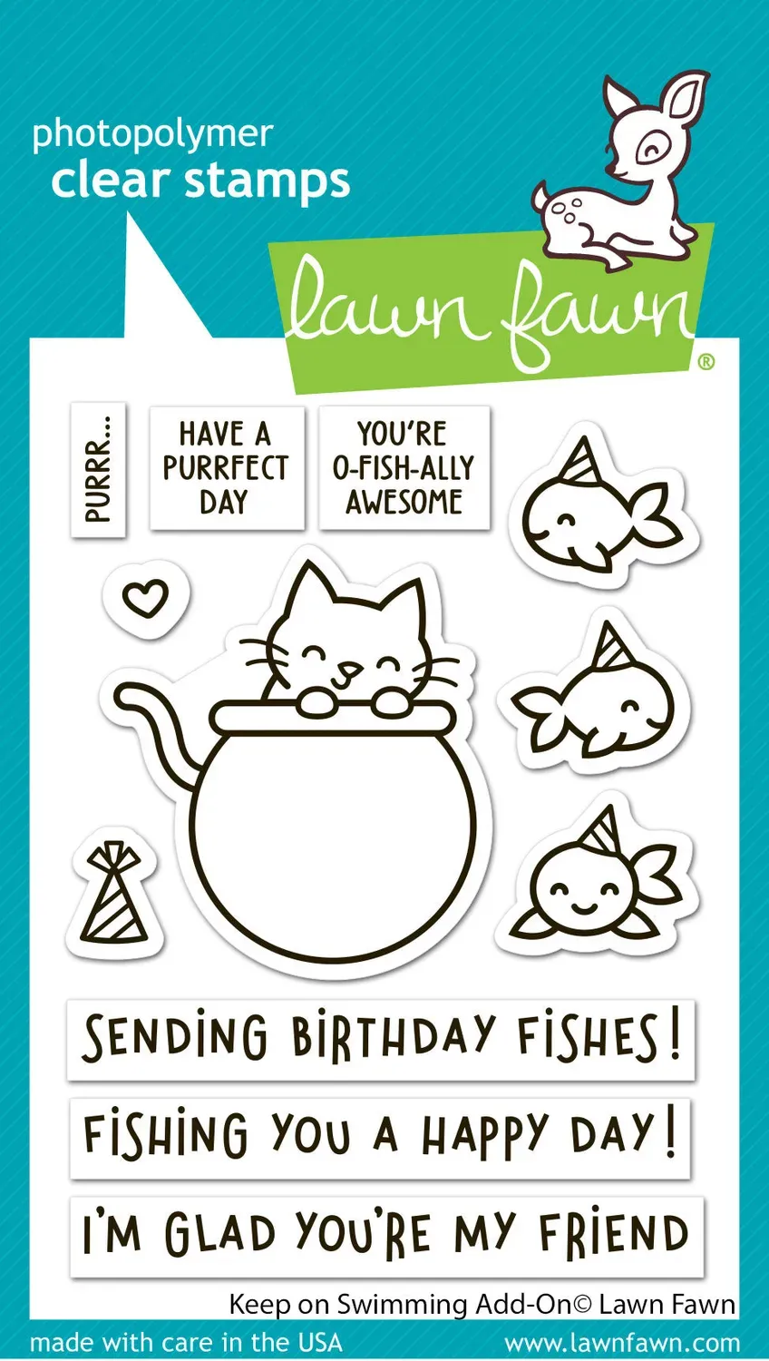 Lawn Fawn Keep On Swimming Add-On Clear Stamps Katze
