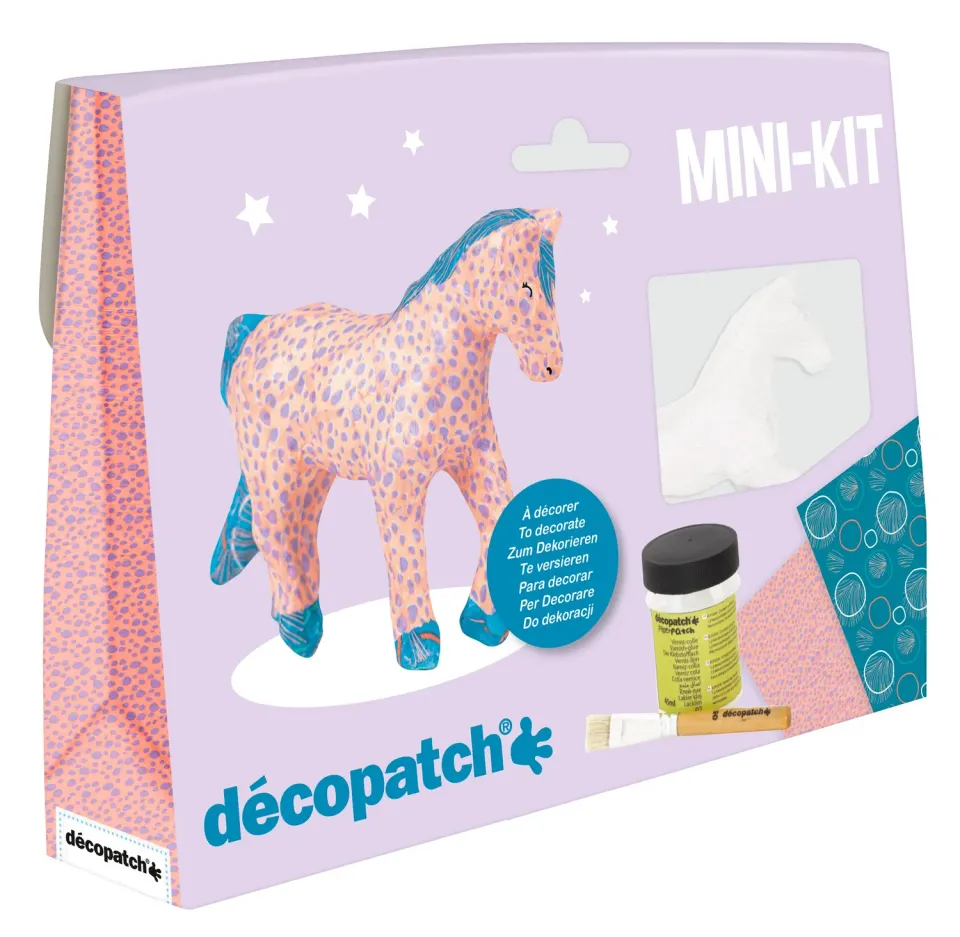décopatch KIT010O Bastel Set Pferd Pappmaché rosa-lila