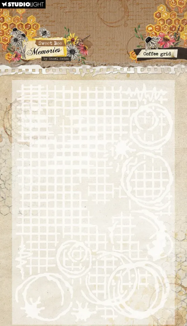 Hazel Eaton Sweet Bee Memories Prägefolder Coffee grid A6