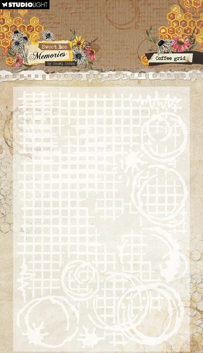 Hazel Eaton Sweet Bee Memories Prägefolder Coffee grid A6