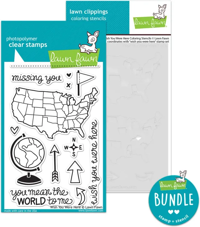 Lawn Fawn Wish You Were Here Stempel + Schablonen Bundle