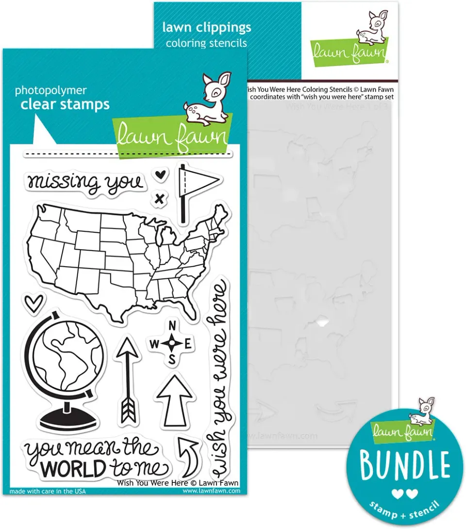 Lawn Fawn Wish You Were Here Stempel + Schablonen Bundle