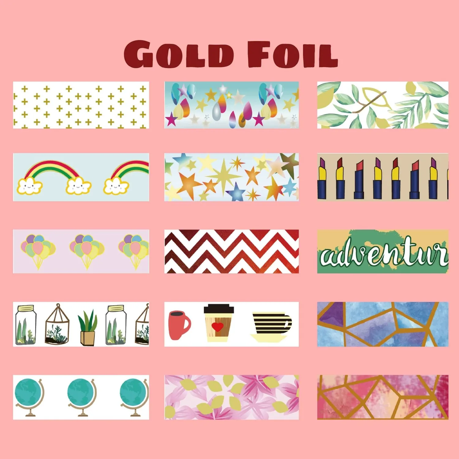 Ieebee Gold Foil Washi Tape 30 Rollen Regenbogen