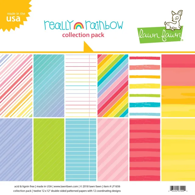 Lawn Fawn Really Rainbow Designpapier 30x30cm 12 Blatt