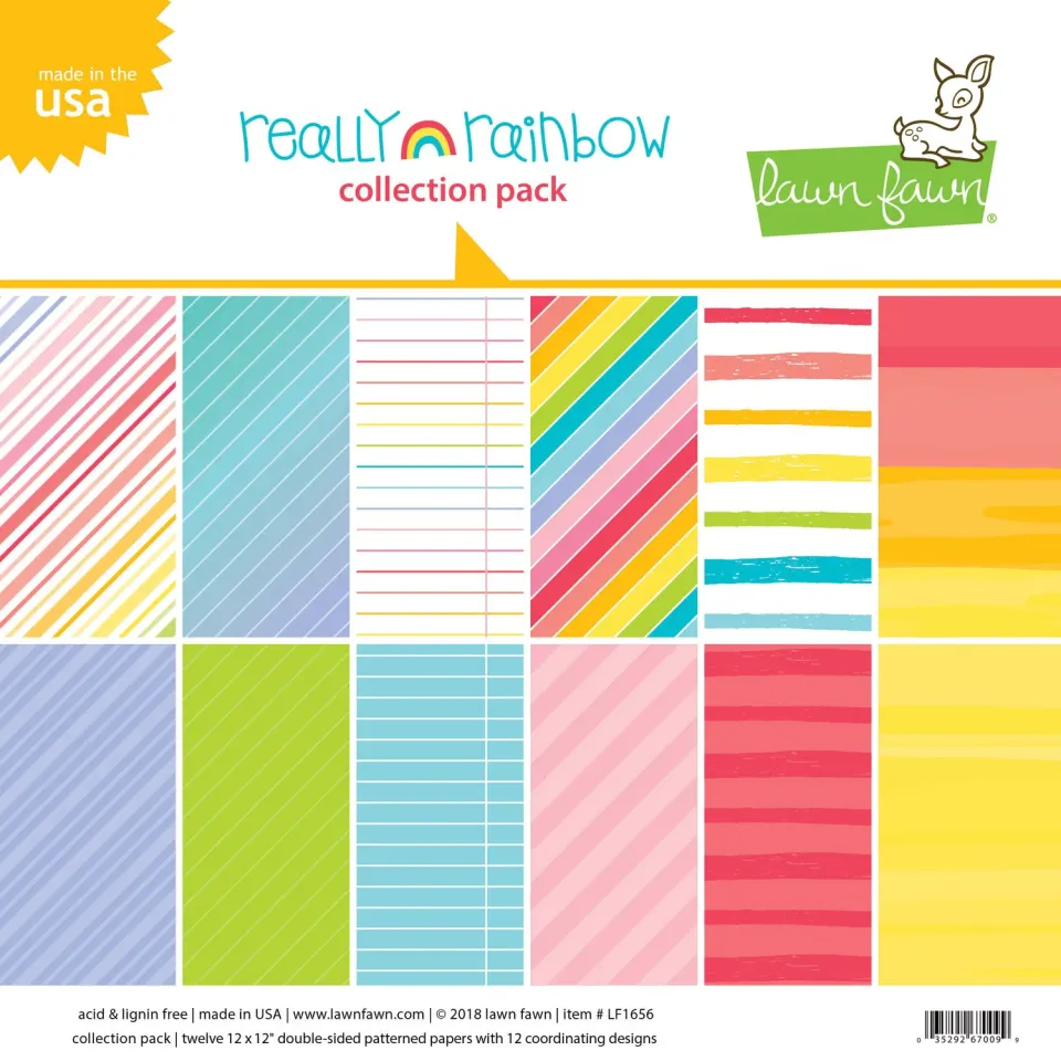 Lawn Fawn Really Rainbow Designpapier 30x30cm 12 Blatt