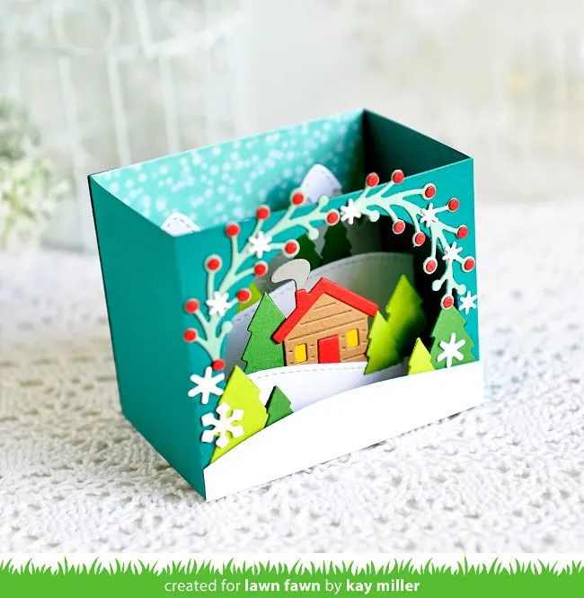 Lawn Fawn Shadow Box Mountain Add-On Stanzen Winter