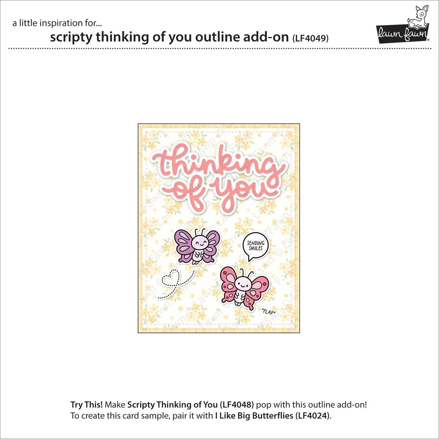 Lawn Fawn Lawn Cuts Scripty Thinking of You Stanze Outline