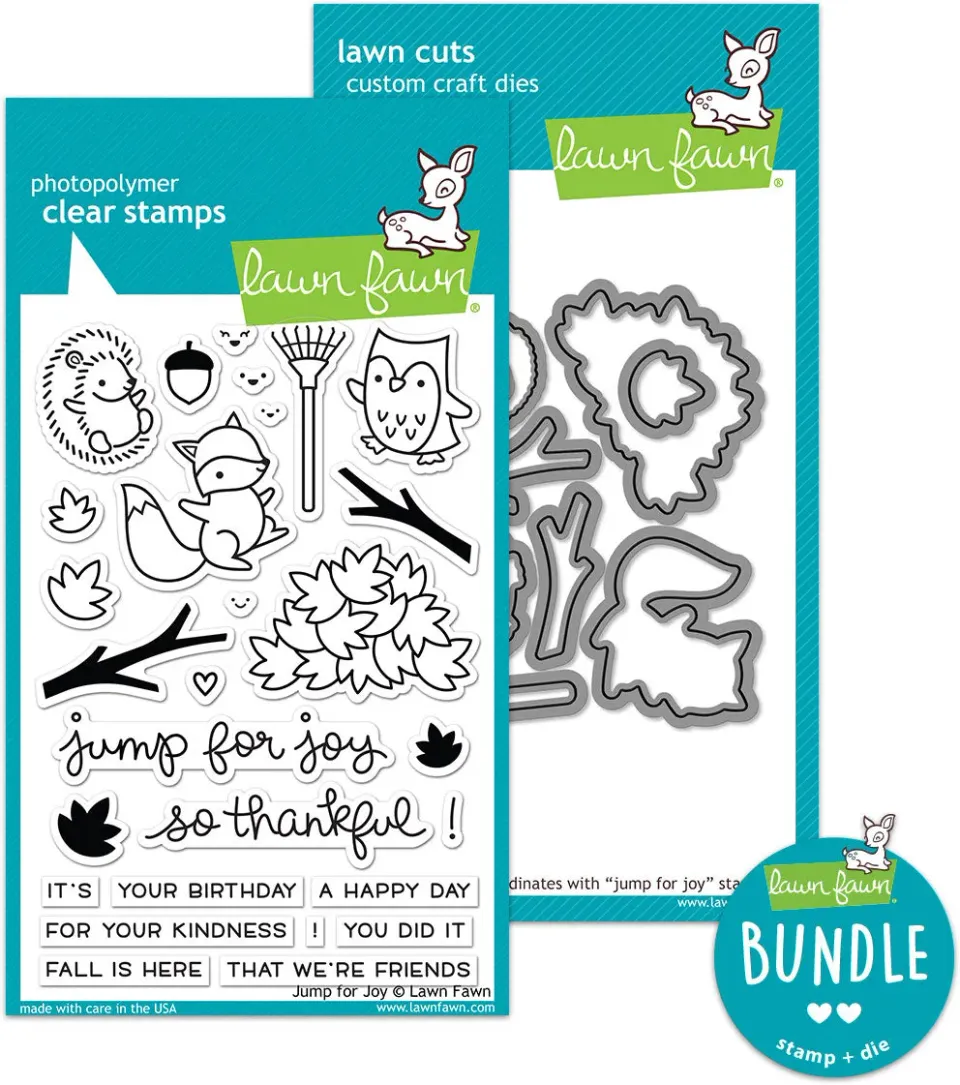 Lawn Fawn Jump for Joy Stempelset + Stanzen Bundle Herbsttiere