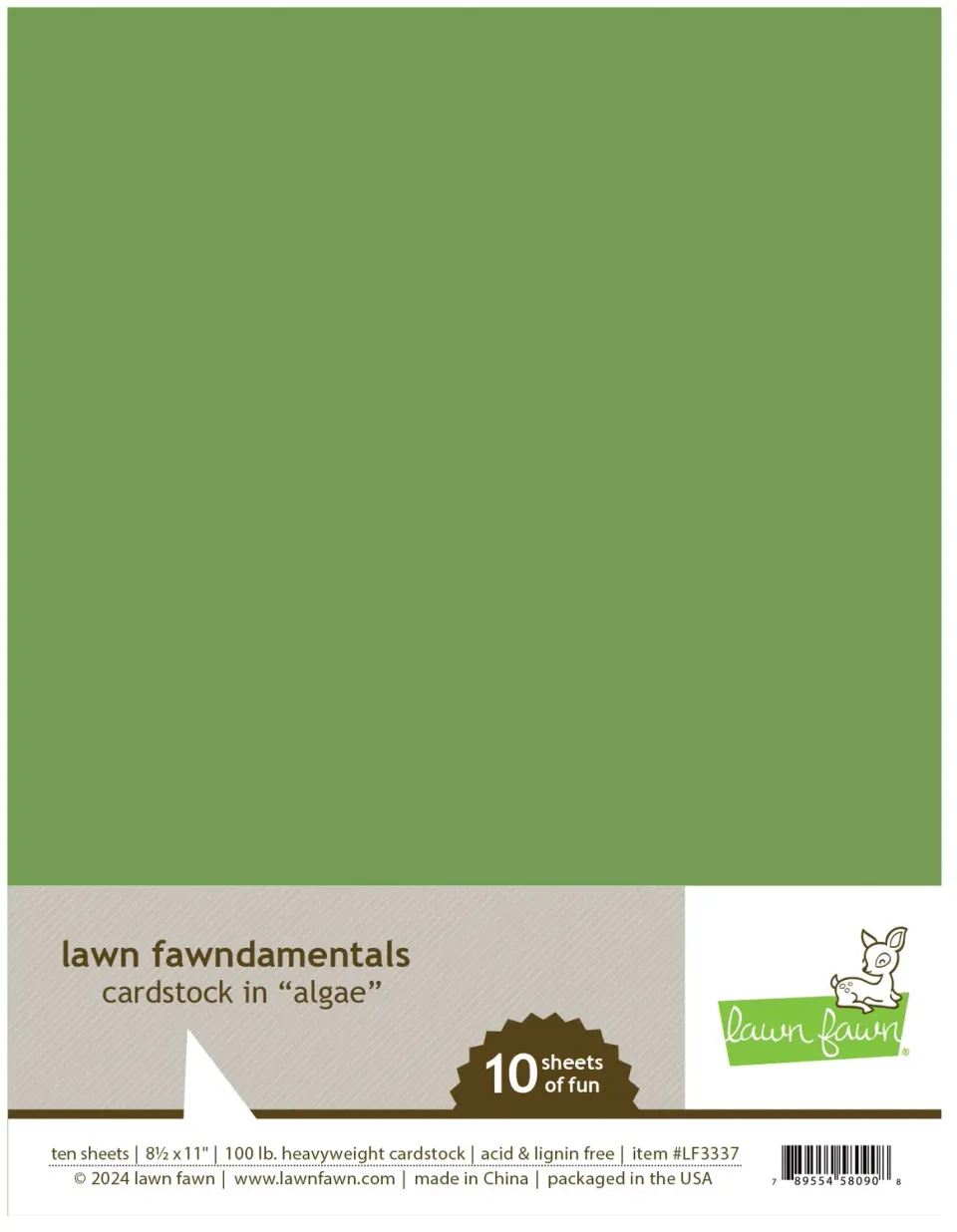 Lawn Fawn Algae Cardstock Grün 10 Bogen