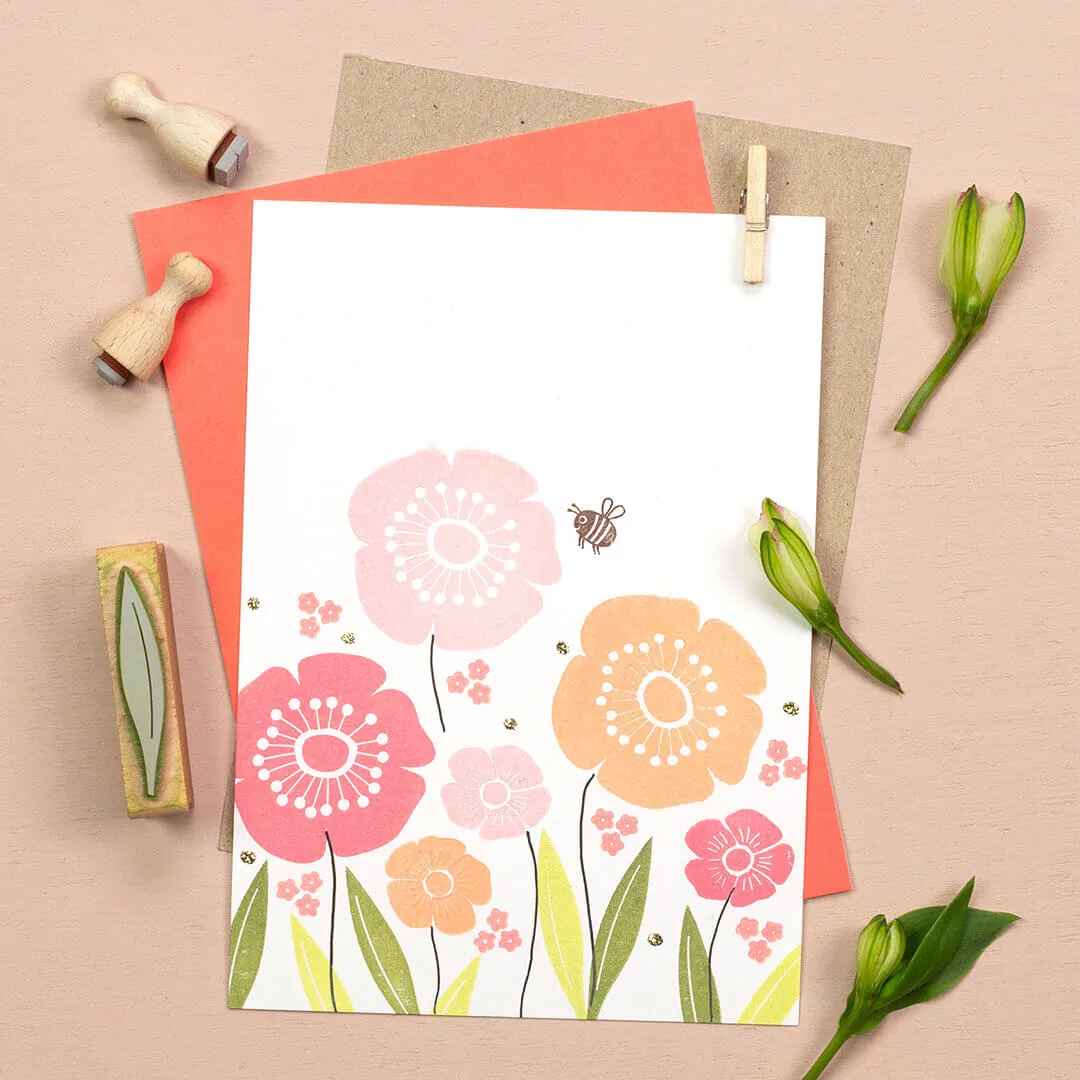 Perlenfischer Mohn XL Stempel 39x40 mm Holz
