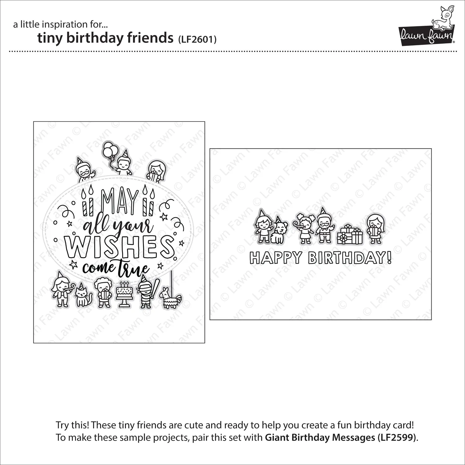 Lawn Fawn Tiny Birthday Friends Stempelset Geburtstag