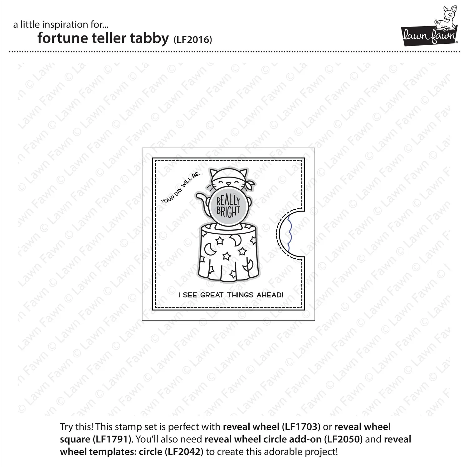 Lawn Fawn Fortune Teller Tabby Clear Stamps Katze
