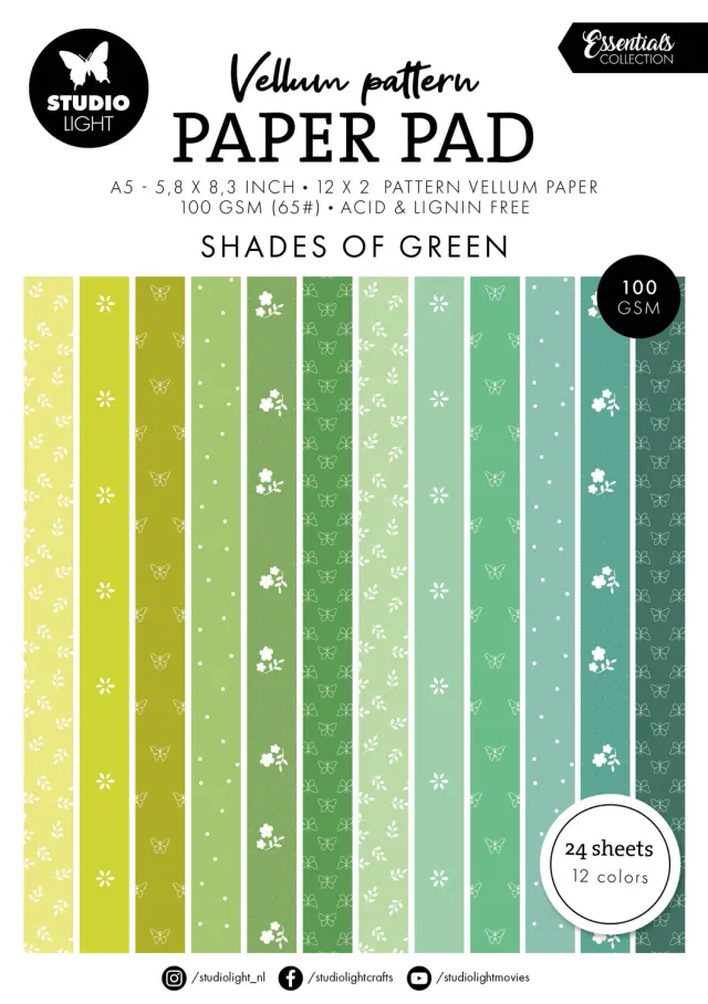 StudioLight Essentials Vellum Paper Pad Transparentpapier grün 24 Blatt