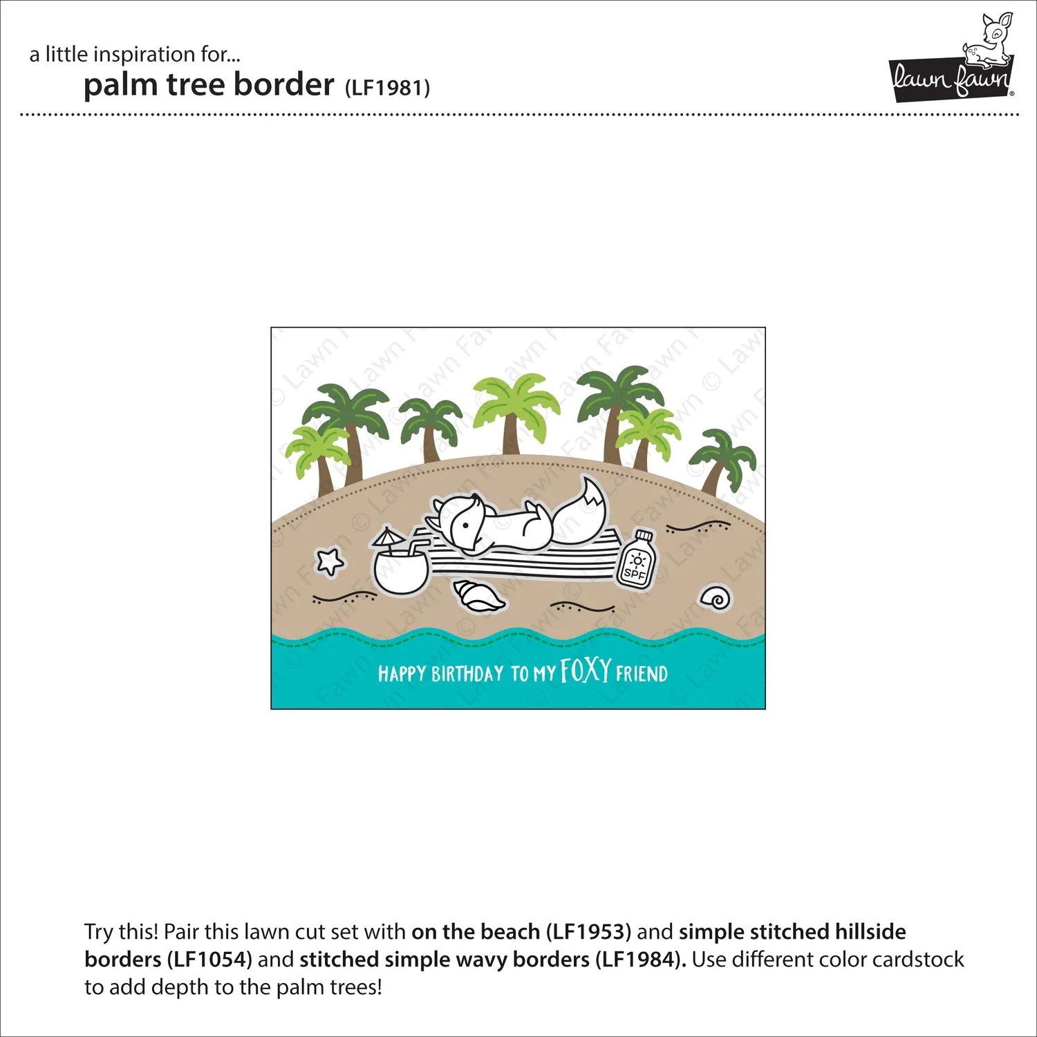 Lawn Fawn Palm Tree Border Lawn Cuts Stanzschablonen 15x5cm