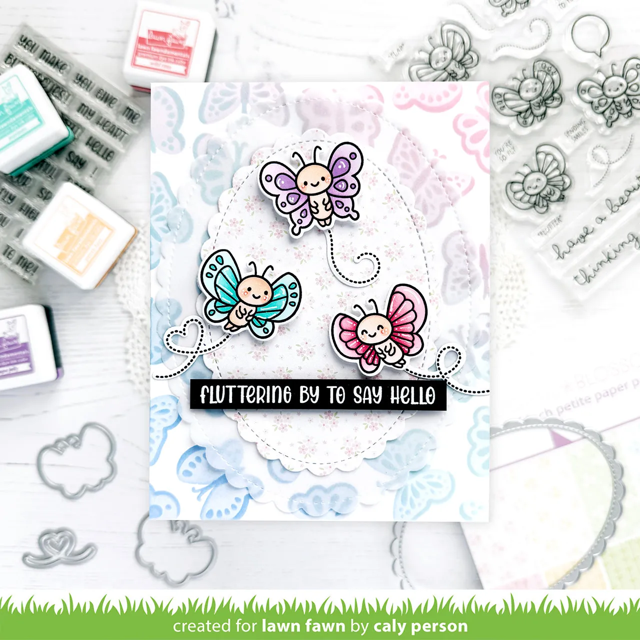 Lawn Fawn Butterfly Background Schablone LF4053 Schmetterlinge 6x6