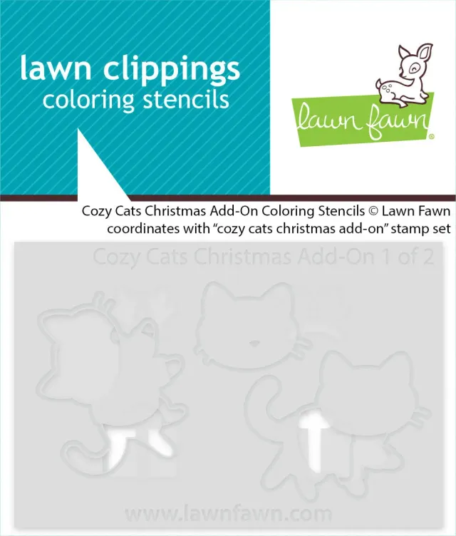 Lawn Fawn Cozy Cats Christmas Add-On Coloring Schablonen 2-teilig