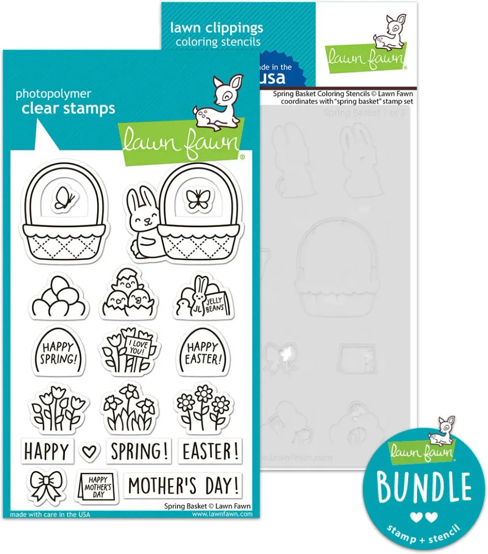 Lawn Fawn Spring Basket Stempelset + Schablonen Bundle