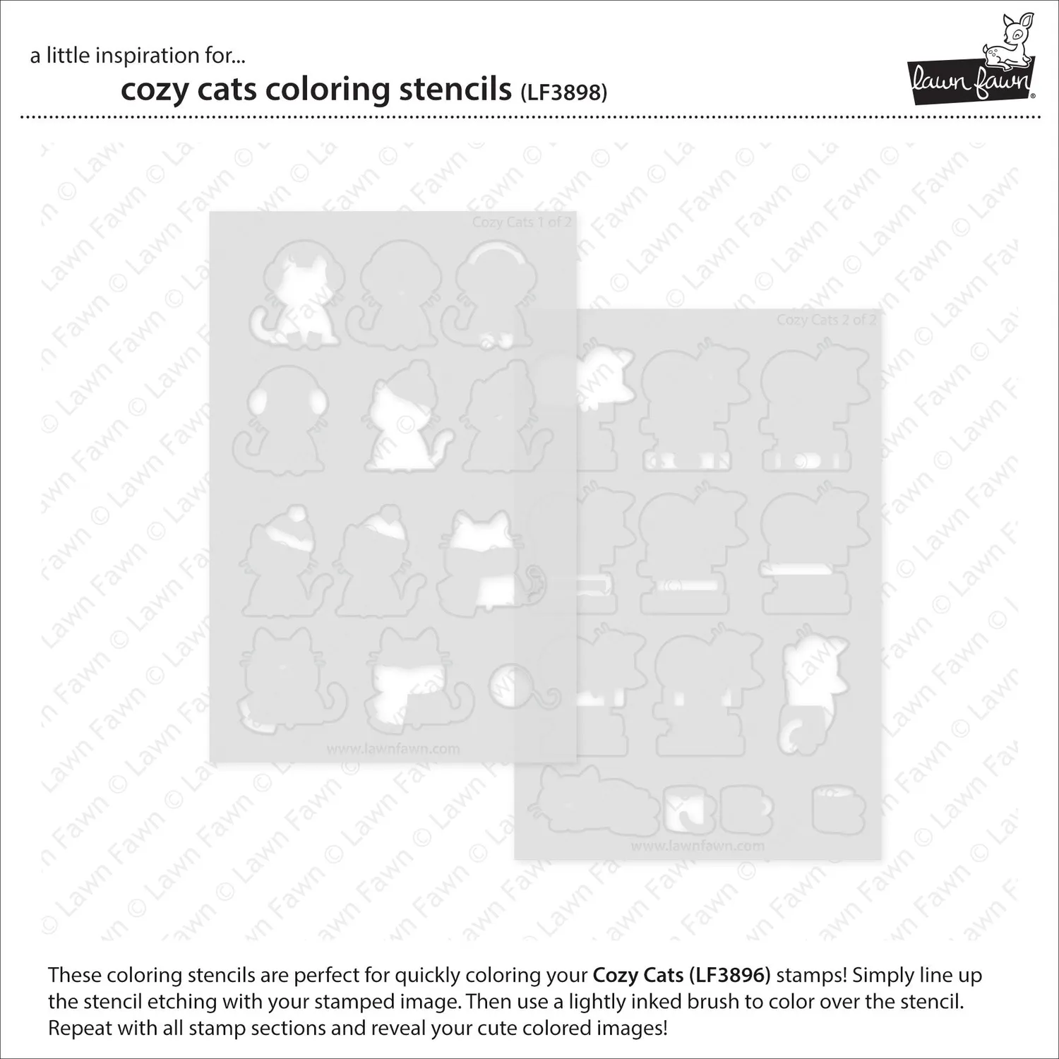 Lawn Fawn Cozy Cats Schablone 2-teilig Winter-Katzen