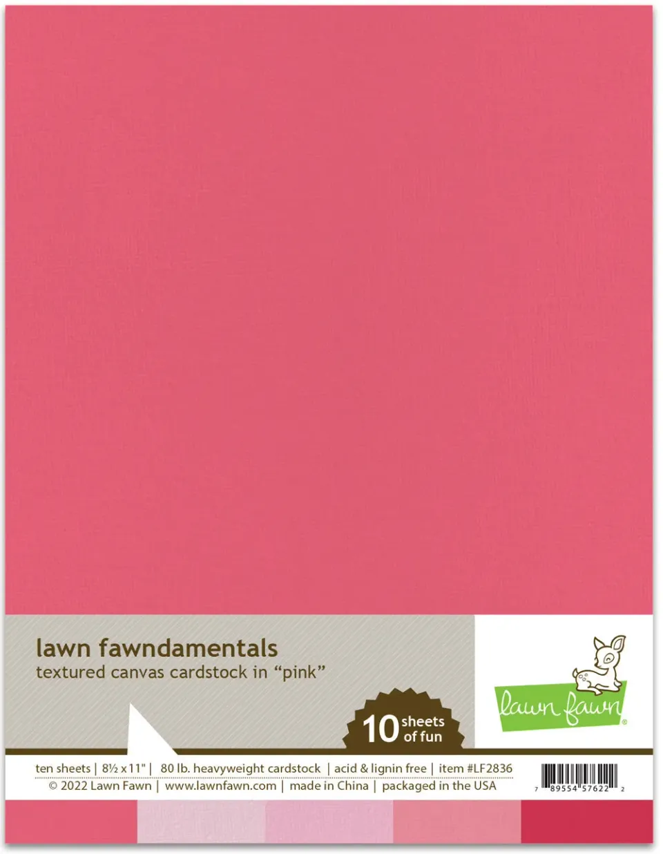 Lawn Fawn Textured Canvas Farbkarton Rosa 10 Blatt strukturiert