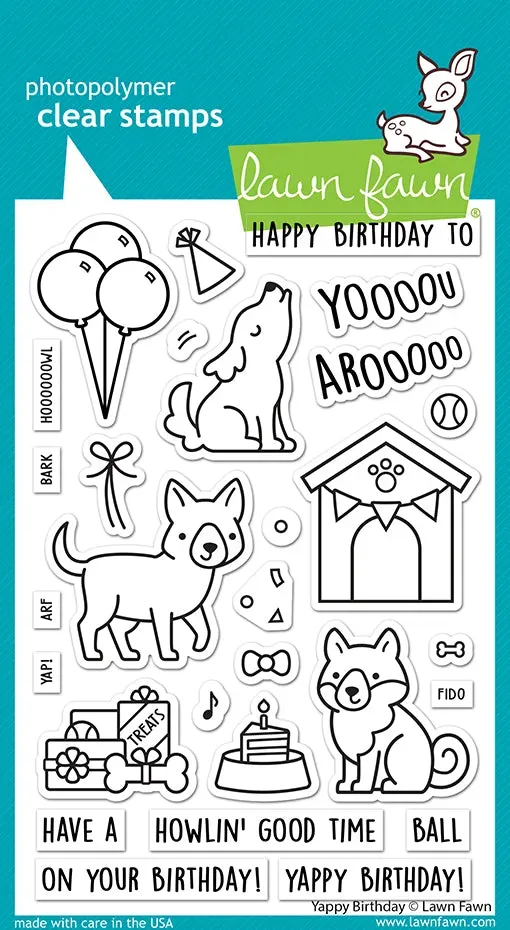 Lawn Fawn Yappy Birthday LF3158 Klarsichtstempel Hundegeburtstag
