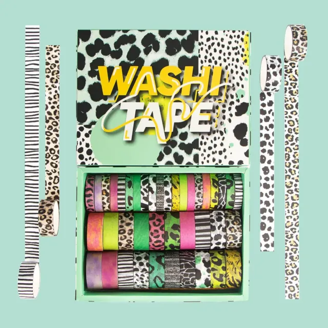 Ieebee Leopard Washi-Tape 40 Rollen Leo Tie-Dye Bunt