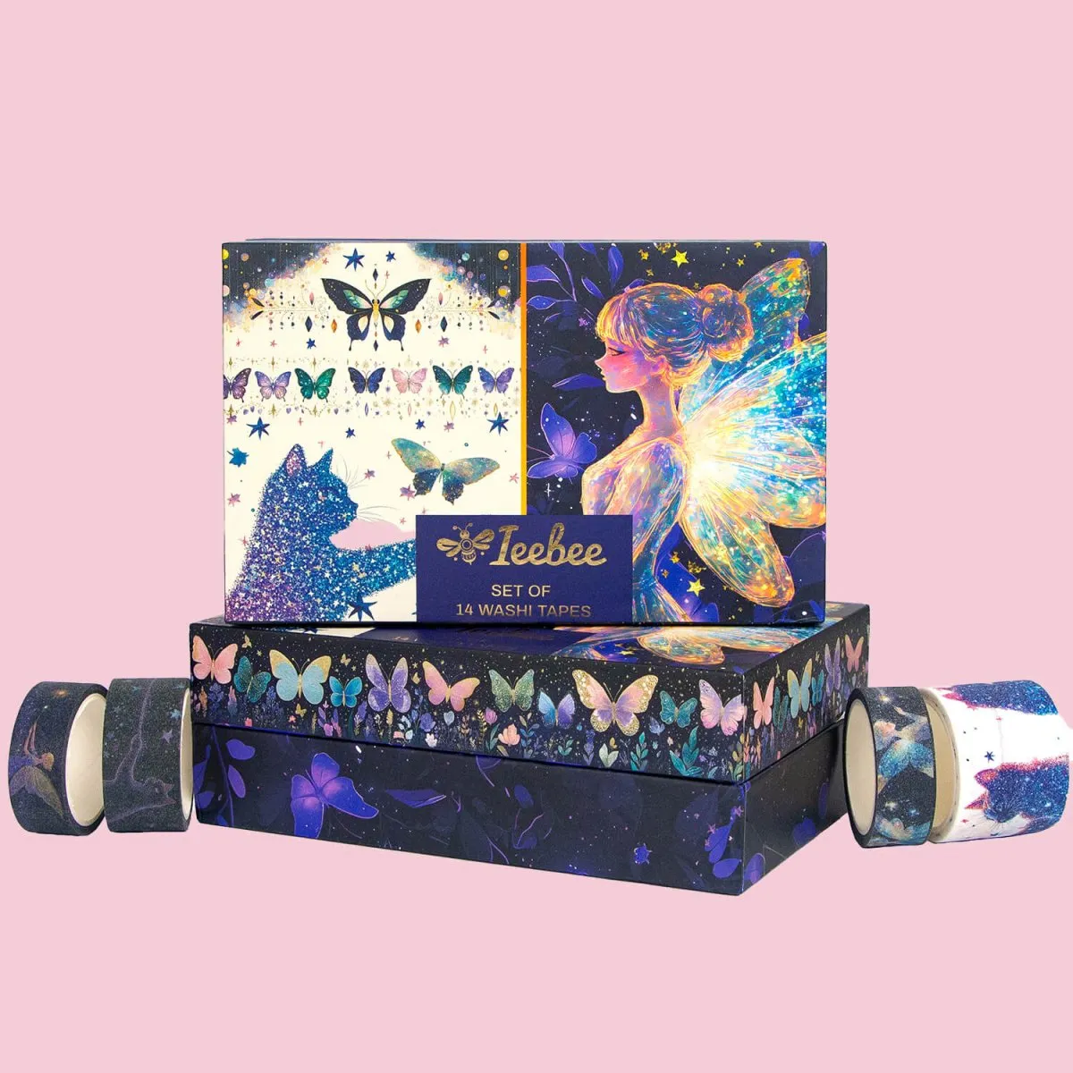 Ieebee Glitter Fairy Washi Tape Set 14 Rollen Sterne Glitzer
