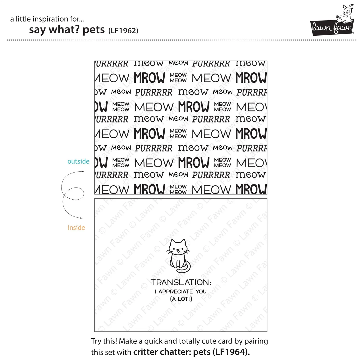 Lawn Fawn Say What? Pets Stempelset Hund Katze Vogel