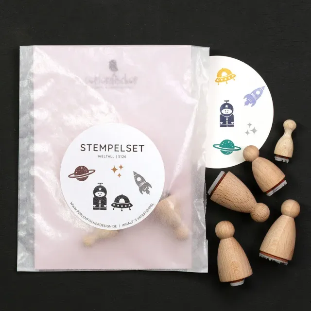 Perlenfischer Weltall Stempelset 5 Ministempel Weltraum